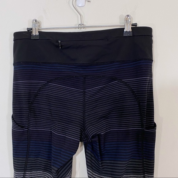 Lululemon Om Stripe Speed Tight Black Gray Grey Pockets Luxtreme Full Length 8 - Picture 4 of 7